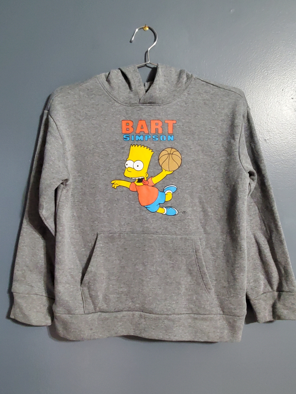 Old Navy Gray Crewneck Hoodie with Bart Simpson Basketball Graphic Pullover XL